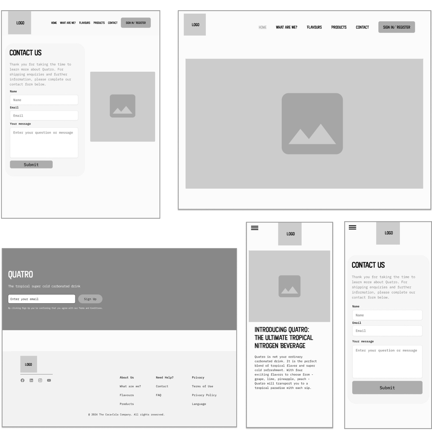 wireframes of quatro